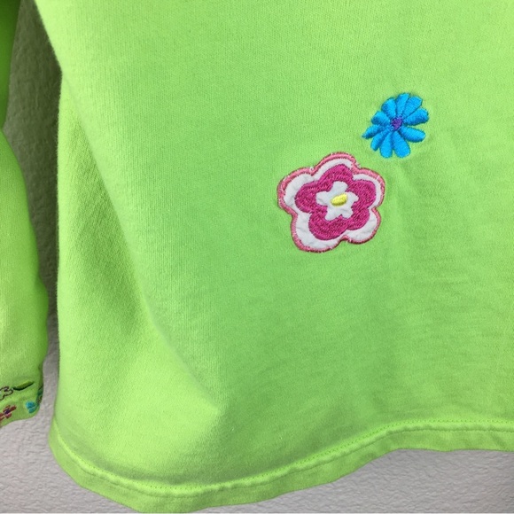 Michael Simon Lite Women's Bright Green Floral Button Front Cardigan Top Size M - Picture 9 of 15